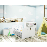 Dětská postel se šuplíkem 200x90 cm s výřezem MĚSÍC A HVĚZDIČKY + matrace ZDARMA!