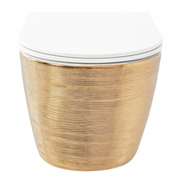 Závěsné WC Rea CARLOS RIMLESS - broušené zlato + Duroplast sedátko flat