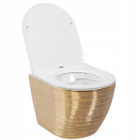 Závěsné WC Rea CARLOS RIMLESS - broušené zlato + Duroplast sedátko flat