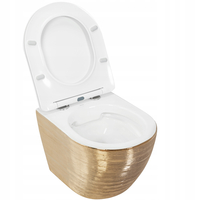 Závěsné WC Rea CARLOS RIMLESS - broušené zlato + Duroplast sedátko flat