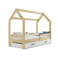 Dětská domečková postel REGINA se šuplíkem 160x80 cm - přírodní borovice