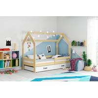 Dětská domečková postel REGINA se šuplíkem 160x80 cm - přírodní borovice