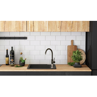 Kuchyňský granitový dřez REA RINO - 49 x 52 cm - černý kropenatý
