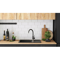 Kuchyňský granitový dřez REA DAG - 43,5 x 75 cm - černý kropenatý
