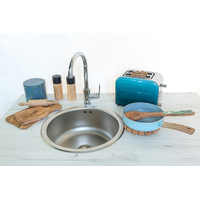 Kuchyňský kovový dřez MORNING - 43 x 43 cm - jednokomorový - hladký