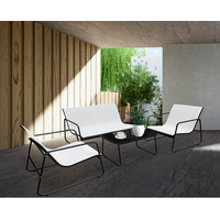 Zahradní kovový nábytek NUGRI (pohovka + 2 křesla + stůl) - béžový