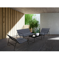 Zahradní kovový nábytek NUGRI (pohovka + 2 křesla + stůl) - šedý