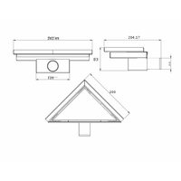 Trojúhelníkový rohový sprchový žlab FLAT 2v1 - 20 cm - černý