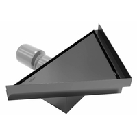 Trojúhelníkový rohový sprchový žlab FLAT 2v1 - 20 cm - černý