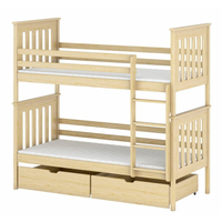 Dětská patrová postel z masivu borovice BORIS se šuplíky 200x90 cm - přírodní