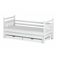 Dětská postel z masivu borovice DAN s přistýlkou a šuplíky - 200x90 cm - bílá