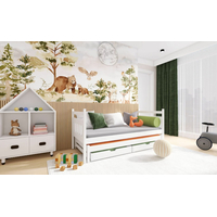 Dětská postel z masivu borovice DAN s přistýlkou a šuplíky - 200x90 cm - přírodní