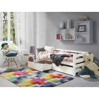 Dětská postel z masivu borovice EGO se šuplíky - 200x90 cm - bílá
