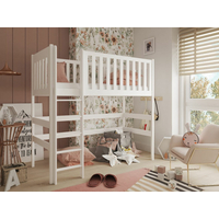 Dětská vyvýšená postel z masivu borovice LUBOR - 200x90 cm - bílá
