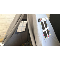 Dětský stan TEEPEE (TÝPÍ) STAVEBNÍ STROJE s doplňky - šedý