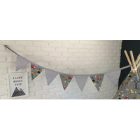 Dětský stan TEEPEE (TÝPÍ) STAVEBNÍ STROJE s doplňky - šedý