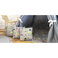 Dětský stan TEEPEE (TÝPÍ) STAVEBNÍ STROJE s doplňky - šedý
