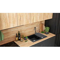 Kuchyňský granitový dřez REA NORTH - 48,5 x 59,5 cm - metalický černý