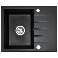 Kuchyňský granitový dřez REA NORTH - 48,5 x 59,5 cm - metalický černý