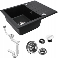 Kuchyňský granitový dřez REA NORTH - 48,5 x 59,5 cm - metalický černý