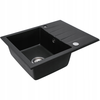 Kuchyňský granitový dřez REA NORTH - 48,5 x 59,5 cm - metalický černý