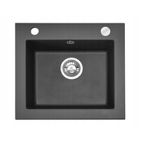 Kuchyňský granitový dřez REA WEST - 44 x 48,5 cm - metalický černý