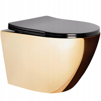 Závěsné WC Rea CARLO mini RIMLESS + Duroplast sedátko flat - černé/zlaté