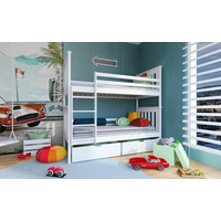 Dětská patrová postel z masivu borovice BORIS se šuplíky 200x90 cm - přírodní