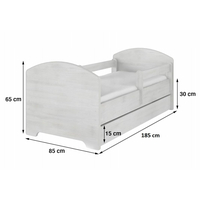 Dětská postel OSKAR - 180x80 cm - HROŠÍK INDIÁN - bílá
