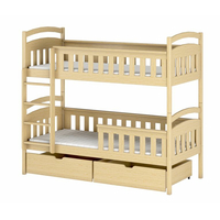 Dětská patrová postel z masivu borovice HENRY se šuplíky 200x90 cm - přírodní