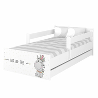 Dětská postel MAX - 180x90 cm - HROŠÍK INDIÁN - bílá