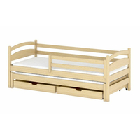 Dětská postel z masivu borovice ZUZANA s přistýlkou a šuplíky - 200x90 cm - přírodní