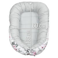 Oboustranné hnízdečko (kokon) pro miminko - BABYMAM PREMIUM set 7v1 - Procházka v oblacích s tmavě modrou minky