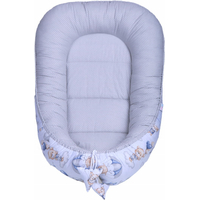 Oboustranné hnízdečko (kokon) pro miminko - BABYMAM PREMIUM set 7v1 - Procházka v oblacích s tmavě modrou minky