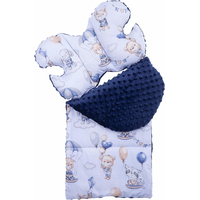 Oboustranné hnízdečko (kokon) pro miminko - BABYMAM PREMIUM set 7v1 - Procházka v oblacích s tmavě modrou minky