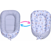 Oboustranné hnízdečko (kokon) pro miminko - BABYMAM PREMIUM set 7v1 - Procházka v oblacích s tmavě modrou minky