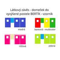 Látkový závěs - domeček do vyvýšené postele BERTÍK - modrý