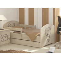 SKLADEM: Dětská postel s výřezem MÉĎA se šuplíkem - přírodní 140x70 cm + 1x krátká a 1x dlouhá zábrana