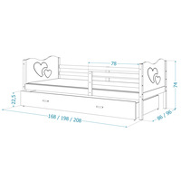 Dětská postel s přistýlkou MAX W - 200x90 cm - bílo-šedá - motýlci