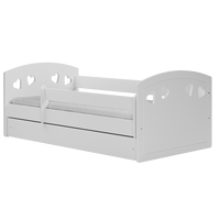 Dětská srdíčková postel JULIE se šuplíkem - bílá 180x80 cm