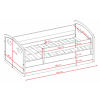 Dětská srdíčková postel JULIE se šuplíkem - bílá 160x80 cm