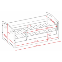 Dětská srdíčková postel JULIE se šuplíkem - bílá 180x80 cm