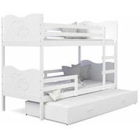 Dětská patrová postel s přistýlkou MAX Q - 200x90 cm - srdíčka