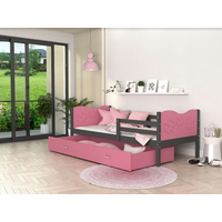 Dětská postel se šuplíkem MAX S - 200x90 cm - růžovo-šedá - motýlci