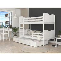 Dětská patrová postel se šuplíkem MAX R - 200x90 cm - bílá - srdíčka