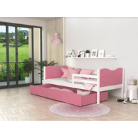 Dětská postel se šuplíkem MAX S - 200x90 cm - růžovo-bílá - motýlci