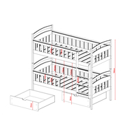 Dětská patrová postel z masivu HENRY se šuplíky 200x90 cm - bílá