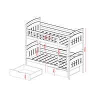 Dětská patrová postel z masivu se šuplíky IGOREK - 200x90 cm - BÍLÁ