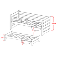 Dětská postel z masivu borovice s přistýlkou a šuplíky SANDRA - 200x90 cm - BÍLÁ