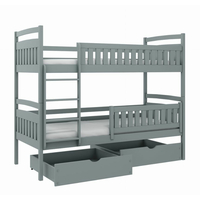 Dětská patrová postel z masivu IGOREK se šuplíky - 200x90 cm - BÍLÁ